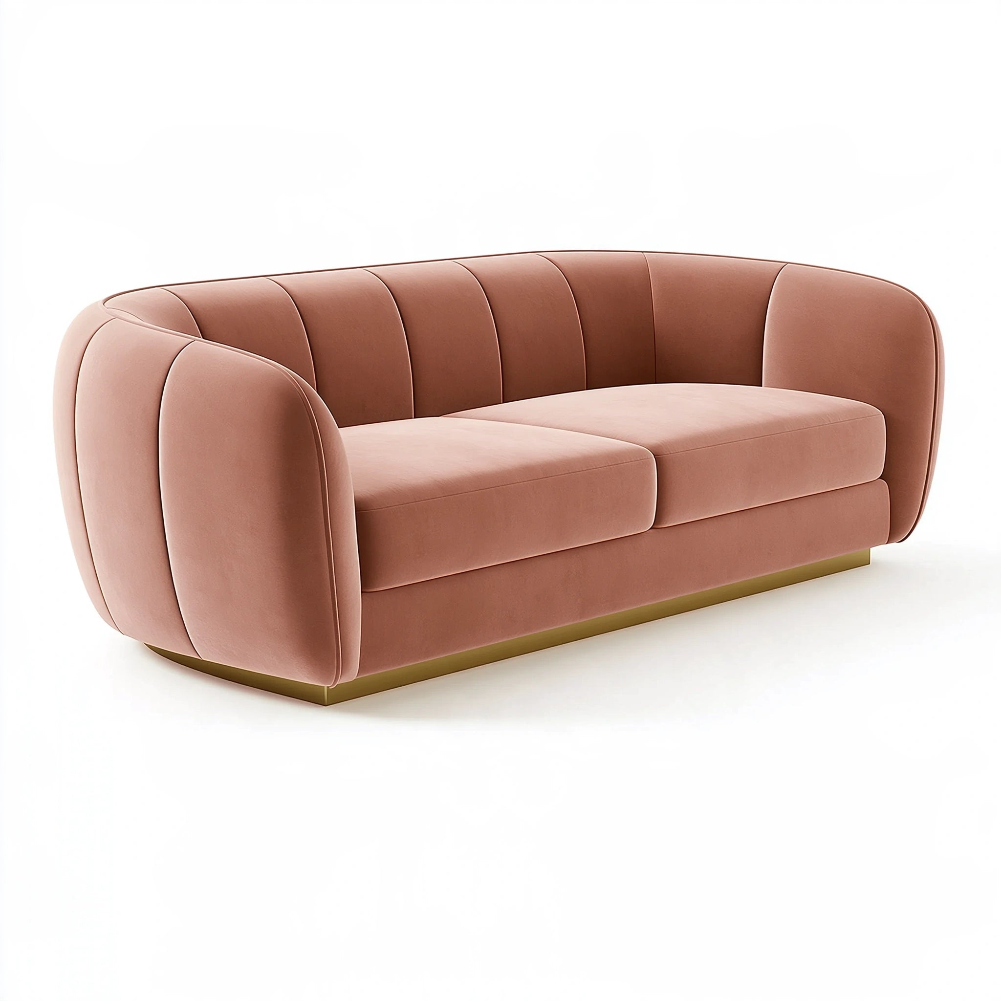 Divano 2 posti 180 x 85 x 78 cm in tessuto rosa - stile curvo per soggiorno