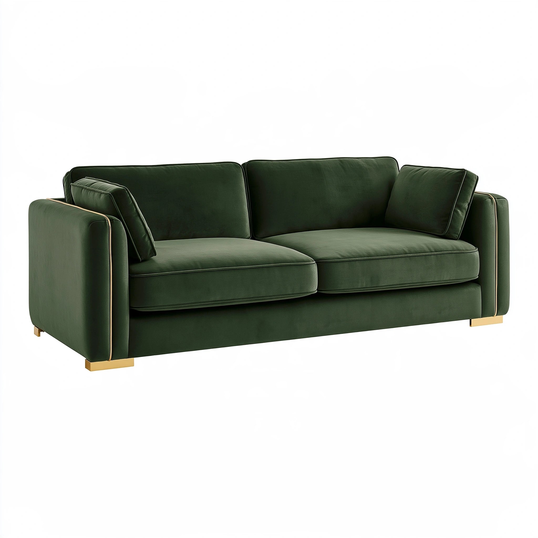 Divano 2 posti 180 x 90 x 85 cm in velluto verde per soggiorno stile moderno
