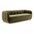 Divano 3 posti 220 x 92 x 78 cm in velluto verde oliva - schienale scanalato