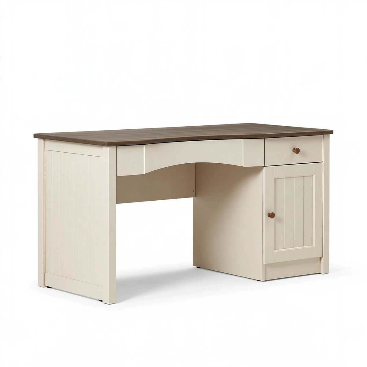 Scrivania 120 x 60 cm in legno beige e marrone con cassetti e mobiletto stile country