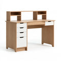 Scrivania con scaffale 120 x 60 x 150 cm in legno ingegnerizzato rovere chiaro e bianco stile moderno