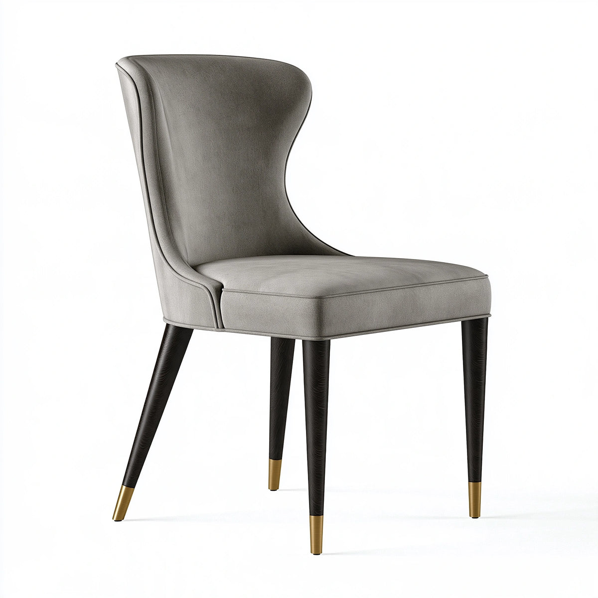 Sedia imbottita 55 x 61 x 91 cm in tessuto grigio con gambe nere stile moderno