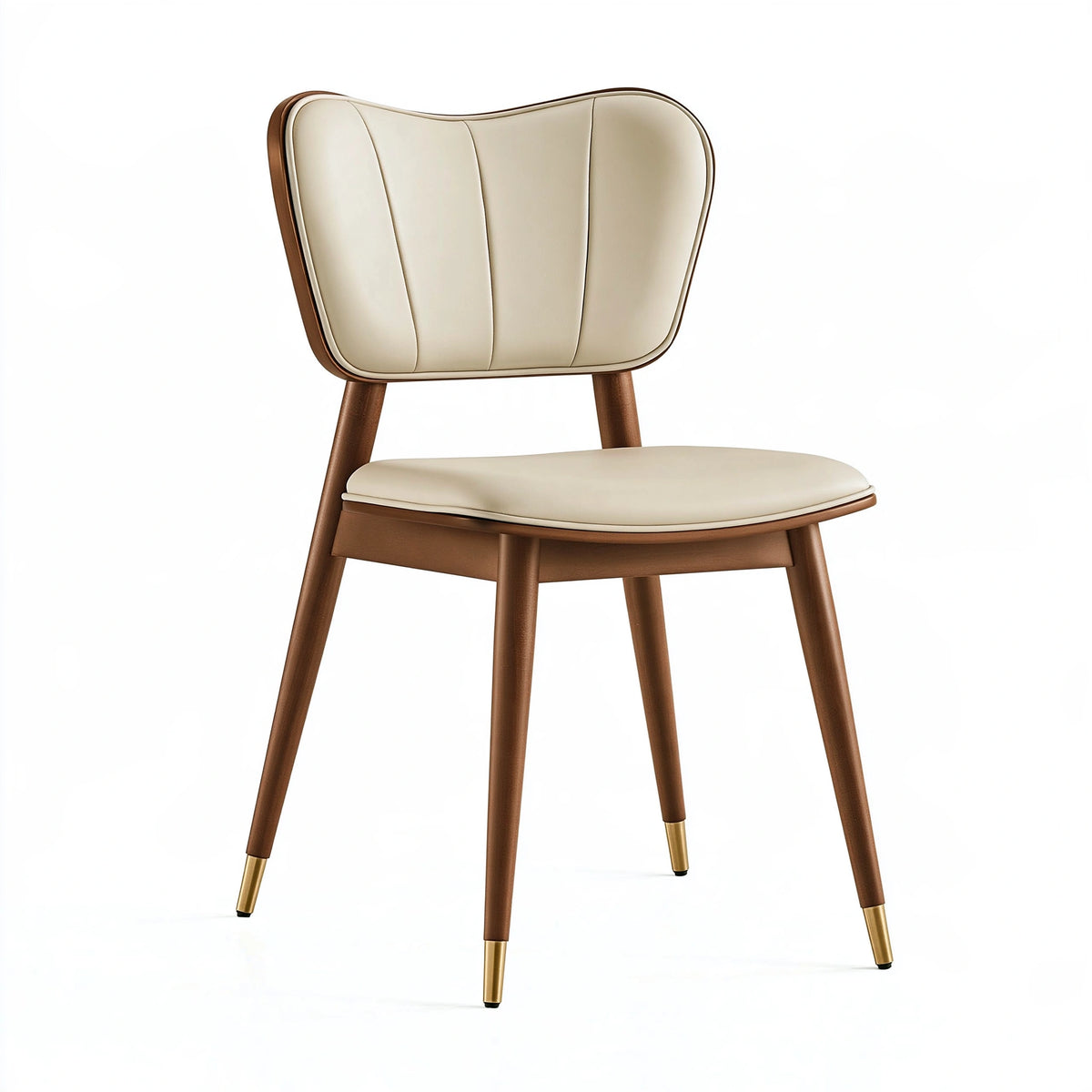 Sedia da pranzo 50 x 55 x 82 cm in legno e similpelle beige - imbottita stile moderno