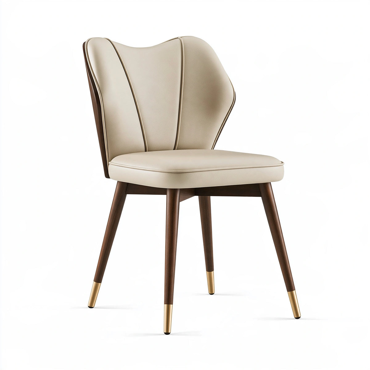Sedia da pranzo 50 x 60 x 90 cm in legno e rivestimento effetto pelle beige stile moderno