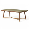 Tavolo da pranzo 180 x 90 x 75 cm in legno vetro verde e metallo dorato - stile moderno