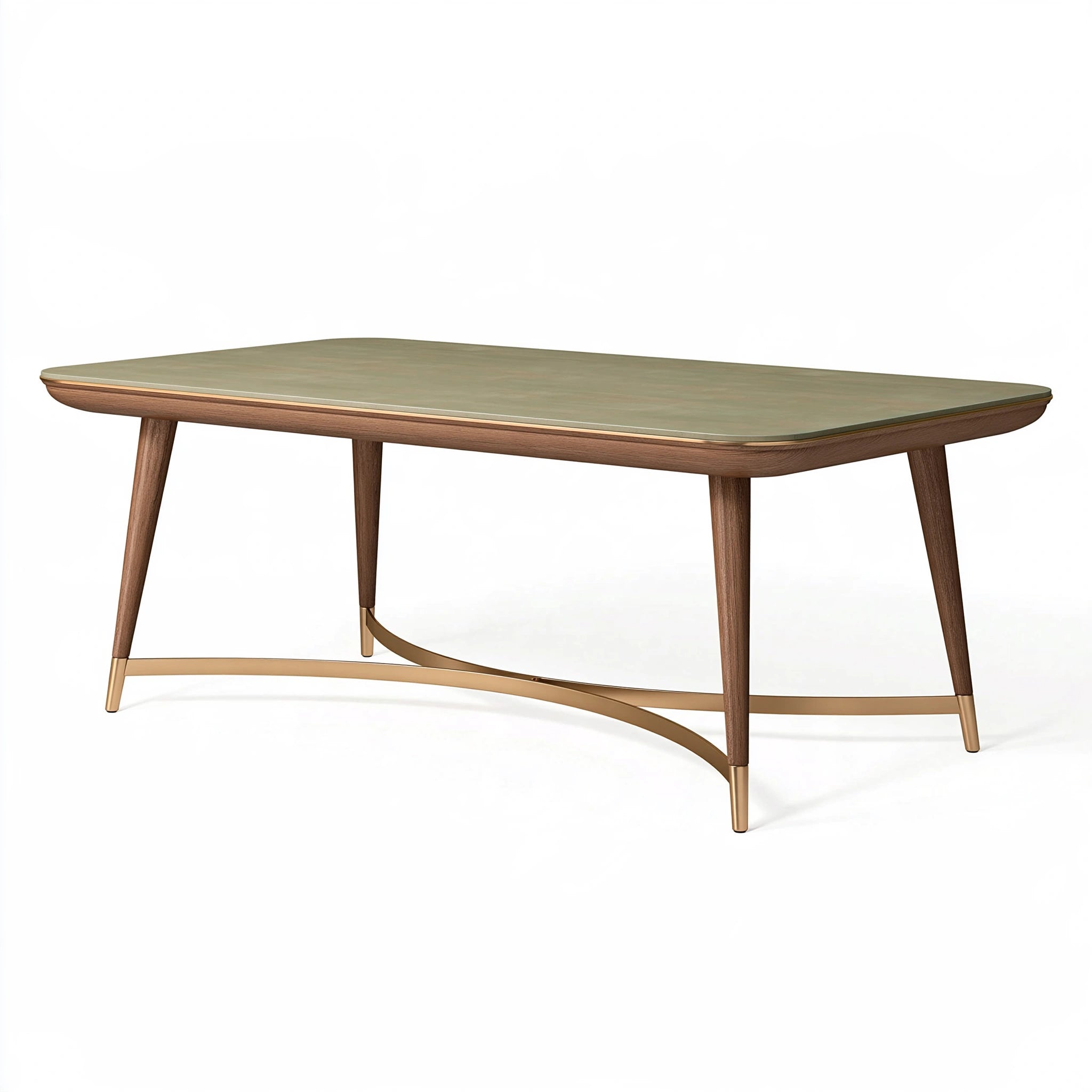 Tavolo da pranzo 180 x 90 x 75 cm in legno vetro verde e metallo dorato - stile moderno