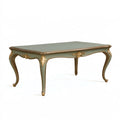Tavolo da pranzo 180 x 100 x 78 cm in legno verde salvia e oro stile classico
