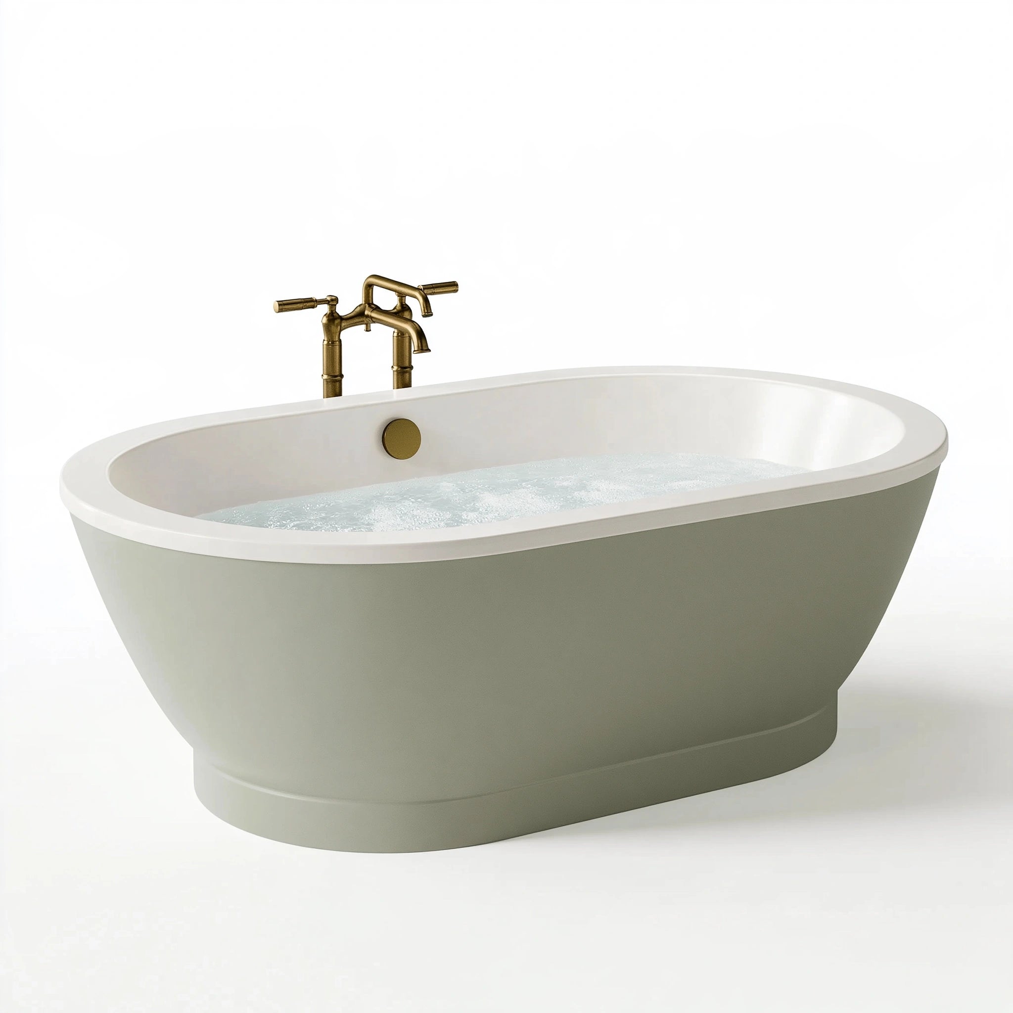 Vasca da bagno ovale 170 x 80 cm in acrilico bianco e verde salvia - freestanding stile classico