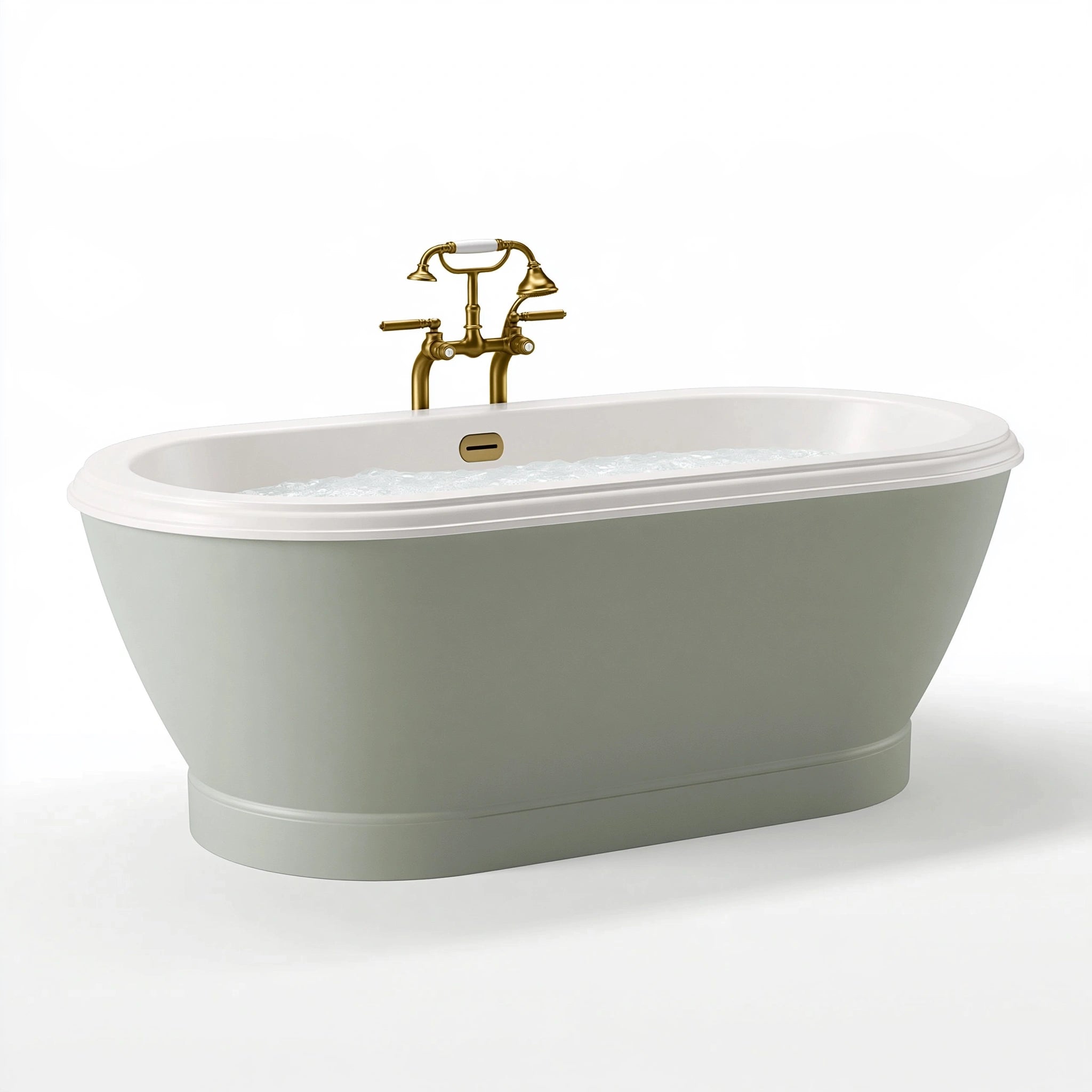Vasca da bagno freestanding 170 x 75 x 75 cm in acrilico bianco e grigio chiaro stile classico