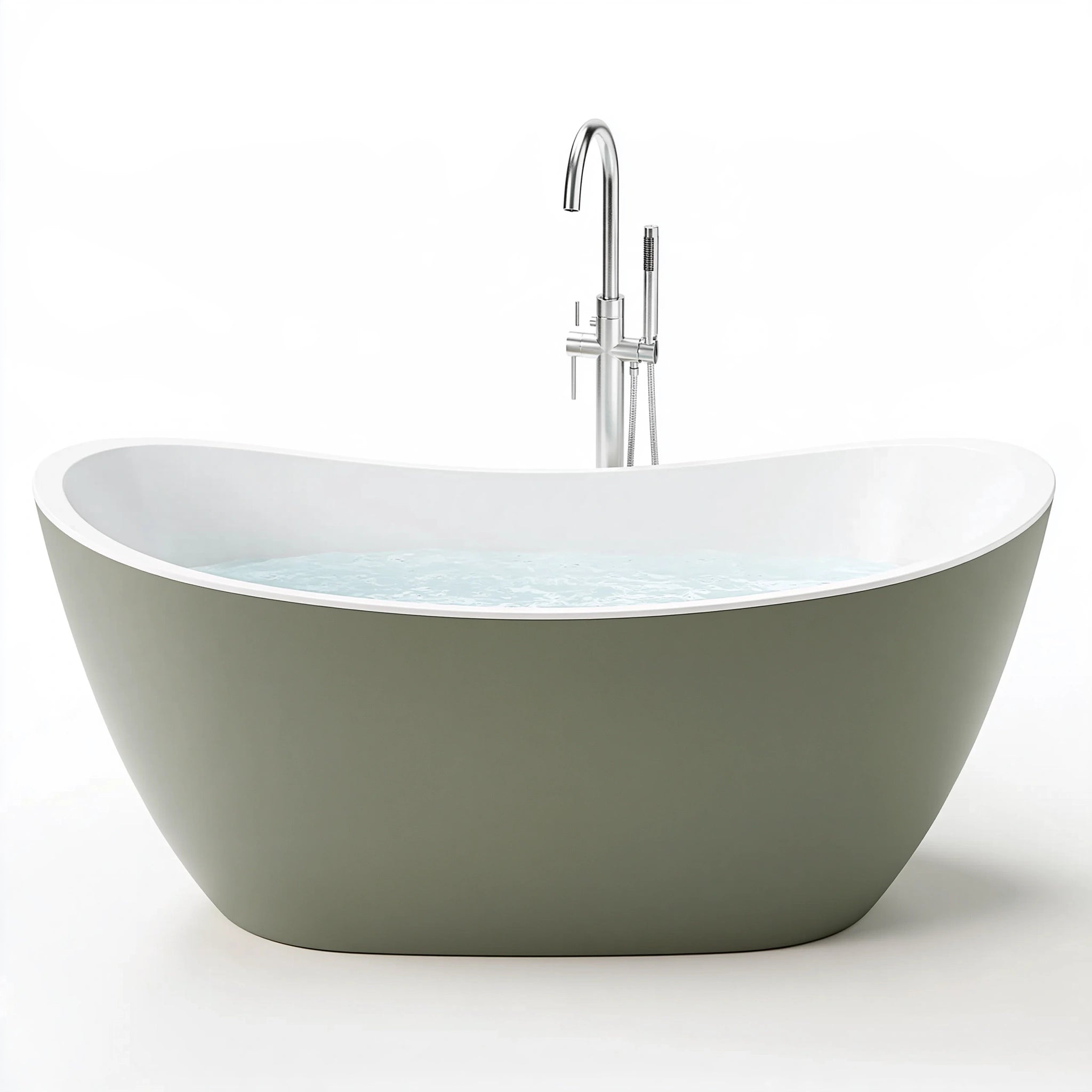 Vasca da bagno freestanding 170 x 75 x 58 cm in acrilico bianco e grigio stile moderno