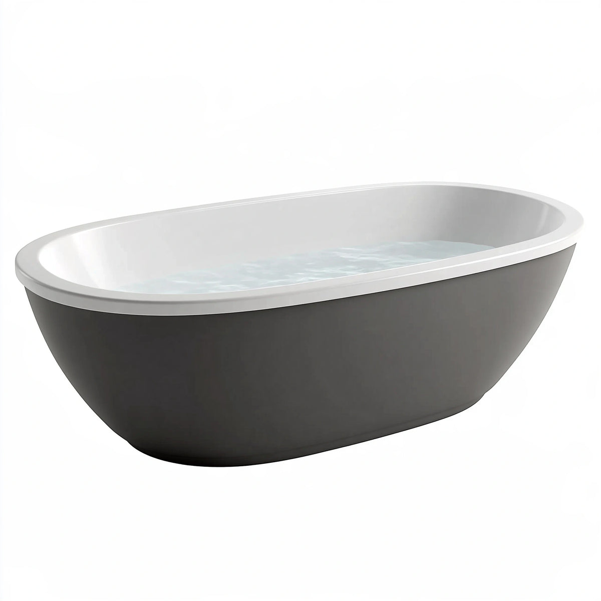 Vasca da bagno freestanding 170 x 75 x 58 cm in acrilico bianco/nero ovale moderna