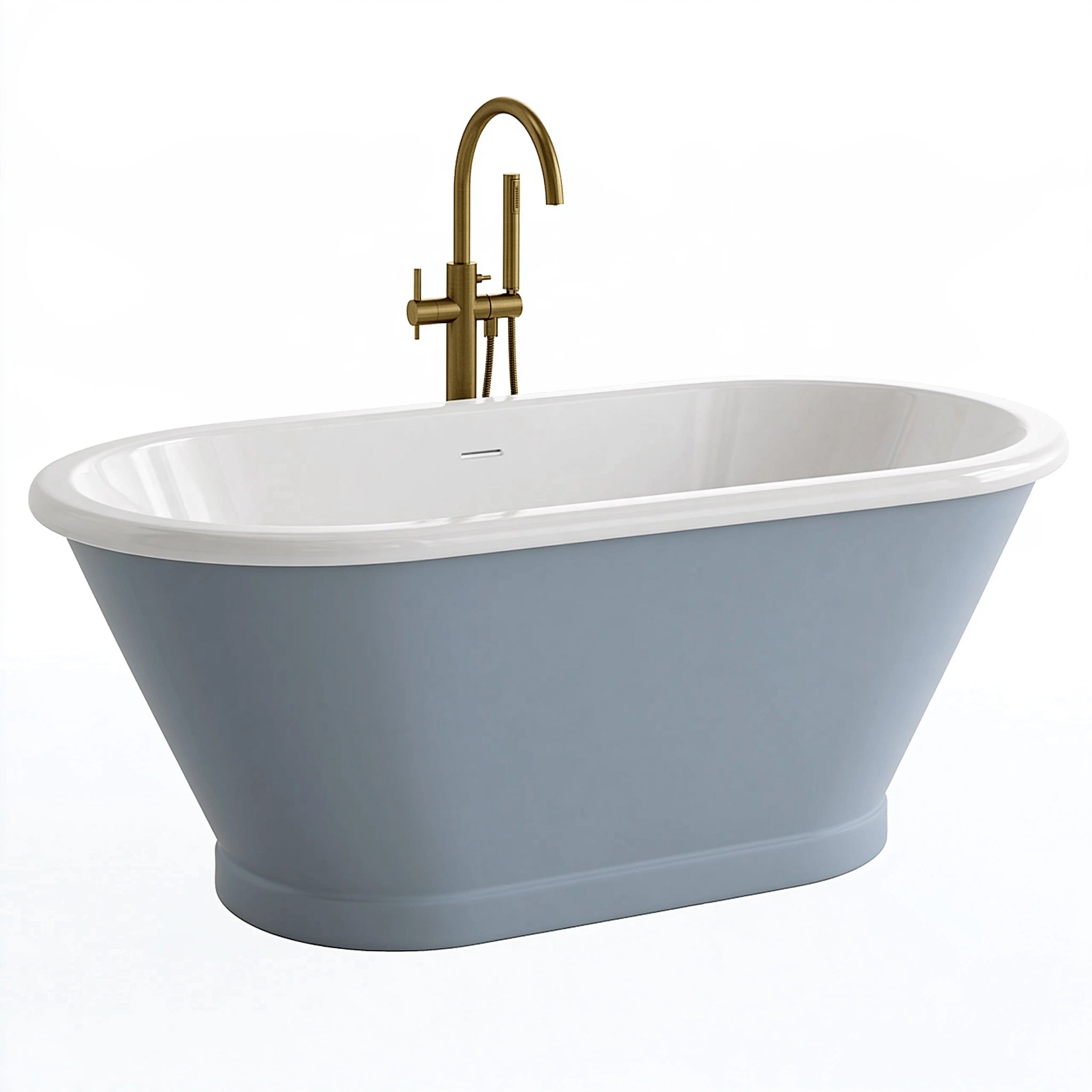 Vasca da bagno freestanding 170 x 75 x 58 cm in acrilico grigio e bianco stile contemporaneo