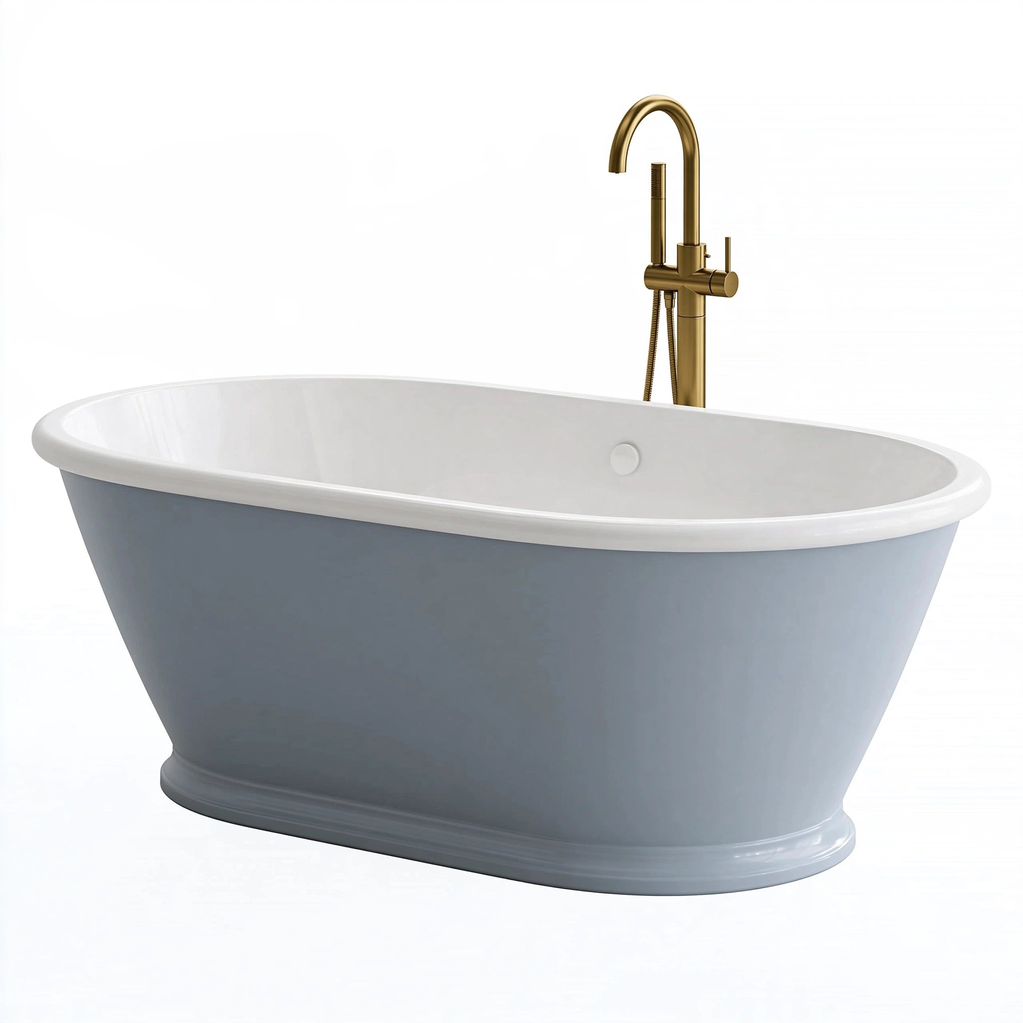 Vasca da bagno freestanding 170 x 75 cm in acrilico grigio bianco stile classico
