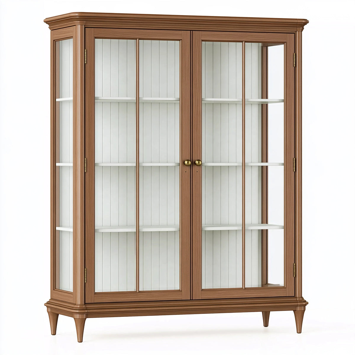 Vetrina 160 x 45 x 200 cm in legno marrone con ante in vetro stile classico