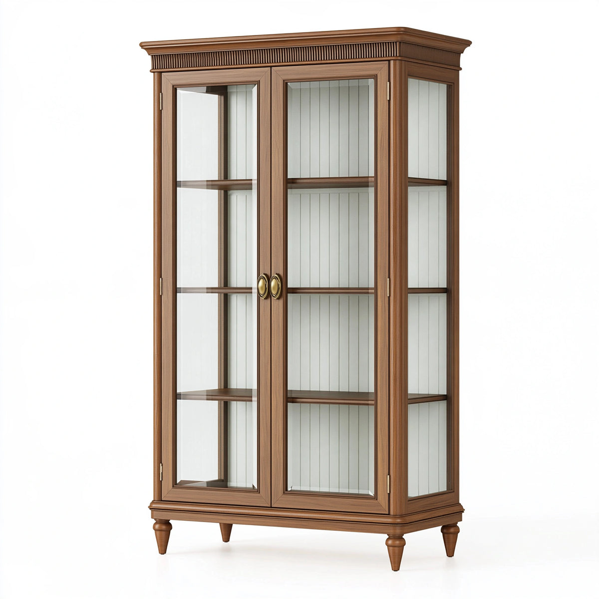 Vetrina 100 x 45 x 190 cm in legno e vetro noce - stile classico con 2 ante