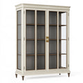 Vetrina 180x50x220 cm in legno e vetro avorio stile classico