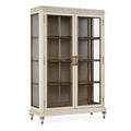 Vetrina 120 x 45 x 200 cm in legno e vetro avorio marrone - stile classico con ante vetrate